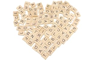 RUOJLING Scrabble Wooden Tiles - A to Z with Numbers, 200 Pieces, 20 * 18 * 4mm, Perfect for Crafts, Learning, Spelling, Gift