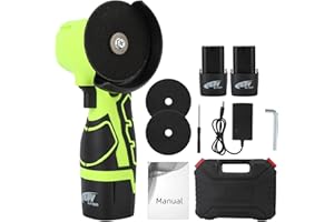 BLODFUNE Mini Angle Grinder, 18V 550W Brushless Cordless Angle Grinder with Batteries and Diamond, Cutting Wheel Saw Blade Polishing Sheet, Brush-Less Polishing Machine for Grinding Cutting Polishing (Green)