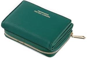 ANYWN Portmonetka damska, mały, mały portfel damski, mały portfel damski, duża pojemność, elegancki i słodki portfel damski z dużą przegródką na monety, 77-ciemnozielony, S, Minimalistyczny