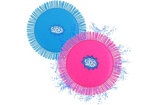 COM-FOUR® 2X Frisbee à Eau - Disque de Lancement d'eau en Mousse et Silicone Ø 17 cm - Jouet Aquatique aux Couleurs Vives, Extra Doux (02 pièces - Frisbee 17 cm)