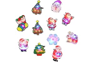 BNOYONERAS Weihnachten Brosche Pins 10 Stücke Leuchtende Weihnachtsbroschen Weihnachtsbrosche Pin LED Leuchten Abzeichen Brosche Blinklicht Brosche für Weihnachten Geburtstagsfeier Weihnachtsschmuc