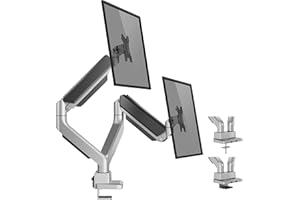 WORLDLIFT Monitor Halterung 2 Monitore, Premium Aluminium Ergonomische Schwenkbare Neigbare Monitorhalterung für 17-35 Zoll LED-LCD-Bildschirme, VESA 75/100 mm und Gewichtskapazität 15 kg pro Arm