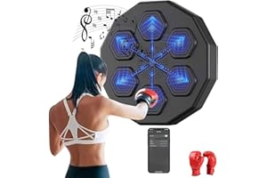 WMARKING UK Musik-Boxmaschine, Smart Music Electronic Boxing Machine mit 6 Lichtern und Bluetooth-Sensor, Wand-Boxing-trainingsgerät mit Handschuhen Für Home Exercise/Stress Release