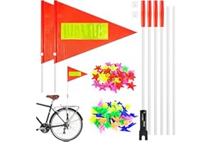 MirraSwit 2 Piezas Seguridad Bandera para Bicicleta, Banderín De Seguridad, Asta de Bandera, 71 Decoración de Radios de Bicicleta para Karts Carrito Silla, Proteción De Seguridad