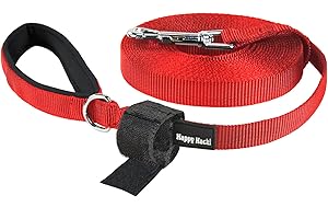 KAKA MALL PETTOM Guinzaglio da traino per cani, 6 m/10 m/15 m, robusto guinzaglio per esercizi con impugnatura imbottita, guinzaglio per sci di fondo, in nylon resistente, rosso, 6 m