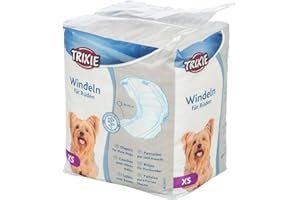 TRIXIE Pannolini per Cani Maschi, Taglia XS, Circonferenza Vita 20-42 cm, 12 Pezzi, Igiene per Incontinenza, Fascia Elastica e Chiusure Adesive, Imbottitura in Pile Sssorbente, 23640