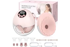 HOMGEN Sacaleches Eléctrico Manos Libres Portátil Extractor de Leche Materna Inalámbrico con Pantalla LED Bomba de Lactancia Recargable 1200mAh con 4 Modos y 12 Niveles Fácil de Limpiar para Mamás