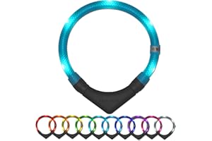 LEUCHTIE® Plus Leuchthalsband Hund batteriebetrieben, wasserdichtes LED Halsband, Hundehalsband Leuchtend mit 100 h Leuchtdauer, enorm hell, türkis Größe 45