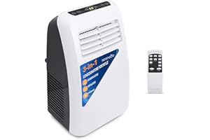 Serenelife SLPAC7EU Condizionatore Portatile 3-in-1, Deumidificatore Integrato, Ventilatore, Telecomando, Kit Scarico Finestra, 7,000 BTU, Classe A, 2.4 kg, 57 Decibel, Bianco