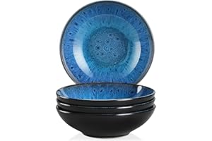 vancasso, Série BUBBLE. Assiette Creuses en Céramique, Assiette à Soupe Saladier, 4 Pièces avec Formes Organiques - 850 ml