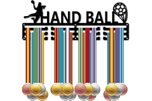 CREATCABIN Handboll medaljhängare visa sport medaljhållare över 60+ medaljer pris järnhållare ställning ram väggmonterad hängande för medaljör löpare gymnastik maraton idrottare gåva 40 x 15,9 cm
