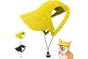 OFFCUP Berretto da Baseball per Cani Regolabile Cappello da Baseball per Cani con Fori per le Orecchie Cappello Sportivo da Viaggio Cappellino di Protezione Solare per Animale Domestico (Giallo, XL)