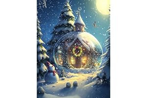 OdiuK 5D Diamond Painting Set Weinachten, DIY Malen nach Zahlen Mosaikherstellung Diamant Painting Bilder, Kranz Schneehaus Arts Craft Diamant Malerei Kits für Home Wall Decor 30x40cm