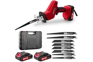 LITGLOBE Scie Sabre Sans Fil,21V Scie Sabre à Batterie avec 2×2.0Ah Batteries,Vitesses Réglables 0-4000SPM,Changement de Lame Sans Outil, Electrique sans Fil Avec 8 Lames pour Coupe de Bois, Branches, Métal