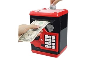 Saodom Mini Atm Piggy Bank Best Gift for kids,Money Counter Electronic Code Piggy Bank Safe Box Coin Bank for Boys Girls Password Lock Case