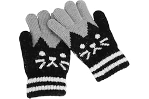 YJZQ - Guantes infantiles de invierno para niña, diseño de gato, para niños de 3 a 8 años