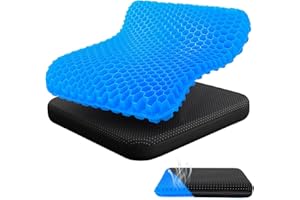 Audasi Gel Seat Cushion, Honeycomb Thick Gel Cushion Pressure Cushions for Bottoms Soft Sitter Cushion Relieving Back Coccyx Pressure Seat Cushions for Car Office Home Wheelchair Chair Kit