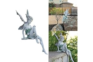 AIITLLYNA Estatua de Hada,Hadas Figuras Decoracion,Estatua de Jardín de Resina,Hadas para Jardin Exterior,Estatua de Hada Sentada para Decoración de Casero Jardín Patio (A)