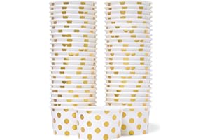 Gobelets à Glace MATICAN - 50 Gobelets Jetables de 160 ml avec Pois Dorés pour Desserts Chauds ou Froids