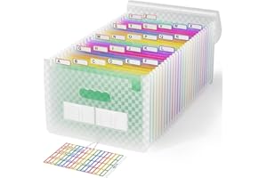 ‎ABC LIFE ABC life Dokumentenmappe A4 mit Gittermuster,26Fächermappe Datei Organizer,Regenbogen Akkordeon Erweiterbar Ordnungsmappe, Grosse Kapazität Dokumententasche,A4 Ordner Tragbar Sortiermappe Schule(Grün)