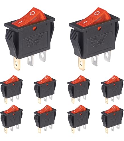 Interruptor Basculante Unipolar - Luminoso - 16A / 250V - 20A / 125V - Con Tecla Roja Interruptor Basculante Unipolar - Luminoso - 16A / 250V - 20A / 125V - Con Tecla Roja