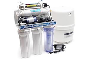 Naturewater Système osmose inverse 6 étapes (RO) – 510 x 380 x 185 mm – 180 l/jour – avec lumière UV et pompe de surpression – Filtre charbon actif et sédiments – Eau potable