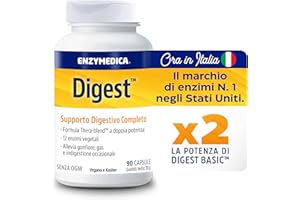 Enzymedica, Digest, Integratore Alimentare a Base di Enzimi ad Azione Rapida, Riduce Gonfiore e Irregolarità, Gluten Free, Senza Lattosio, Vegetariano, 90 Capsule
