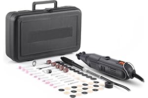 EYESGOOD 135W Mini Amoladora Eléctrica, Multiherramienta Rotativa Electrica 60 accesorios Velocidades Ajustable 10000-32000RPM Kit de Herramienta Las Funciones Electricos de Cortar Perforar Esmerilar