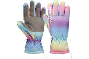 JUPSK Dziecięce zimowe rękawiczki narciarskie, wodoodporne, antypoślizgowe, pluszowe, termiczne, snowboardowe, kolorowe rękawiczki dla dzieci, dziewcząt i chłopców, wiek 2-8 lat