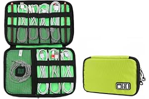 CRSUSUKJ Kabeltasche Organizer,Kompakt Elektronik Kabel Organizer Tasche,Wasserdicht Kabel Tasche,Elektronik Case Anti-Fall,Reise Kabelorganisation Tasche,für Handy Ladekabel USB Sticks SD Karten. (Grün)