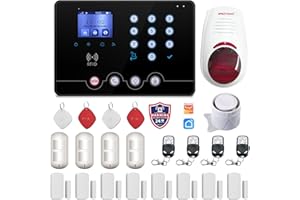 Wolf Guard W4Q-W03 WiFi + 4G Wireless Home Einbrecher Alarmanlage Kit Tuya Smartlife APP, mit Sirene Fenster Türsensor Bewegungsmelder RFID, Deutsch (Schwarz)