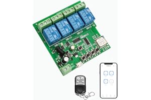 Newgoal 4 canali WiFi Smart Switch Wireless Inching Modulo relè autobloccante, per il controllo degli accessi fai da te, garage apriporta con telecomando 433RF (Ewelink App)