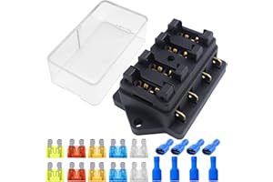 FAELNK Scatola Portafusibili 12V 24V 32V Scatola Porta Fusibili Lama ATC/ATO con 10Pcs Libero Fusibile del Lamierina Standard per Auto Barca Camper Nautica Furgone