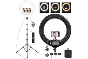 Ekasoco 21" Ring Light with Tripod & Phone Holders CRI 95+, Large Selfie Ring Light 7000LM, Tripod Ring Light with DSLR Tripod Head for YouTube TikTok Makeup Vlog Video Photography Zoom Meeting