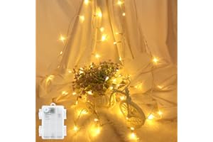 FFZZKJ LED Lichterkette Außen Batterie Wasserdicht 2M 20 LED Outdoor Lichterkette Innen Batterie Timer für Balkone, Fenster, Tür, Wände, Kinderzimmer, Schlafzimmer, Weihnachten, Hochzeiten, Warmweiß