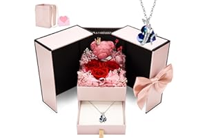 ‎CSYY CSYY Konservierte Rosen, Ewige Rose Geschenke für Frauen Rose Herz Halskette Handgefertigte Konservierte Rosen Schmuck Geschenkbox Geschenk für Mama Schwester Ehefrau am Weihnachten Valentinstag