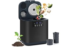 RELAX4LIFE Composteur Électrique pour Cuisine 4L, Bac à Compost Intelligent de Comptoir avec Filtres, Auto-Nettoyage, Affichage LED, Transformez Les Déchets Alimentaires en Engrais