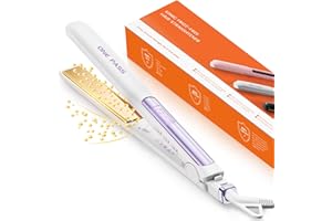 Faszin Piastra Capelli Professionale 2-In-1, Piastre Ioniche di Titanio, Riscaldamento In Soli 20 Secondi, Display LCD Chiaro, Ideale Per Capelli Lisci, Ricci e Mossi