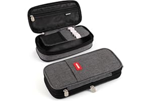 MAMUNU Large Capacity Pencil Case Pen Bags Pencil Pouch for School Girls Boys, Pencil CAE with Layers and Pencil Solts for Stationary Supplies (Dark Grey)