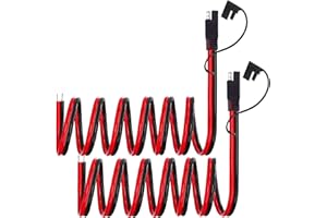 GTIWUNG Lot de 2 Câbles de Connexion SAE 3,28FT/100cm, 12 AWG, Câble d'extension à déconnexion Rapide 2 Broches - Connecteur de déconnexion Rapide SAE - pour Motos, Voitures, tracteurs