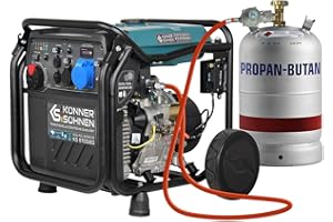 ‎K&S KÖNNER&SÖHNEN Könner & Söhnen KS 8100iE G LPG/Benzin-Inverter-Generator, stromerzeuger 8000 W,1x16 A (230 V),1x32 A (230 V),2 USB-Anschlüsse, inverter stromaggregat mit Kupferwicklung, notstromaggregat gas - EURO V