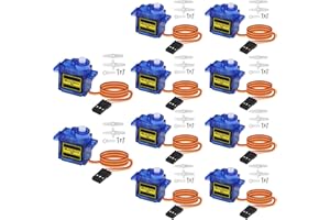RUIZHI Lot de 10 microservomoteurs 9G 9G, 9G Micro Servo Moteur Kit pour RC Robots Arm/Hand/Walking Hélicoptère Avion Voiture Bateau Contrôle avec Câble Mini Servos Arduino Project