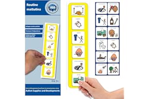 AUTISM SUPPLIES AND DEVELOPMENTS Tableau Routine Enfant Matin – Emploi du Temps/Rituel – 12 Pictogrammes Autisme Materiel Enfant – Calendrier de Planning – TDAH Outil (Italien)