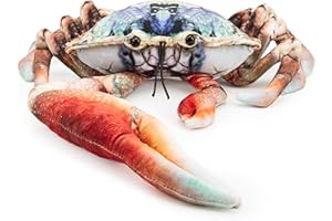 Zappi Co Dziecięce miękkie, przytulne zwierzątko – idealny, miękki towarzysz zabaw dla dzieci w stylu z nadrukiem (długość 28 cm) (niebieski krab skrzypcowy)