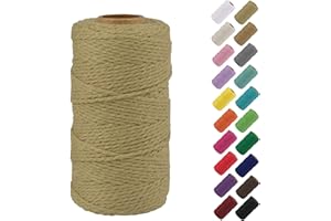 Binwat Natural Macrame Cotton Cord Twine String Cord Colored Cotton Rope Macrame Yarn Craft Cord for DIY Crafts Knitting Plant Hangers Christmas Wedding Decor (Khaki, 2mmx200m)