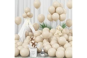Jobkoo 100 Stück Luftballons Beige, 12 Zoll Matt Ballon Boho Weiß Creme, Sand Weiss Latex Helium Luftallon, Nude Sandweiß Party Ballons Beige Für Geburtstag Babyparty Hochzeit Verlobung Party Deko