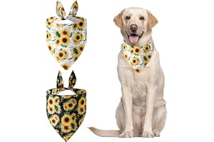URROMA Bandane per cani di girasole, 2 pezzi di stampa unica forma regolabile in forma per fazzoletto di fazzoletto per cani di piccola e grande taglia