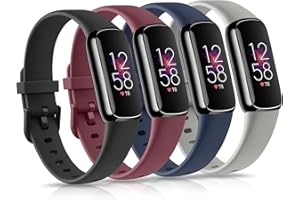 WOOZ [4 Pack] Straps Compatible with Fitbit Luxe Strap, Classic Replacement Soft Silicone Sport Bands Wristband Colorful Band for Luxe Fitness Tracker
