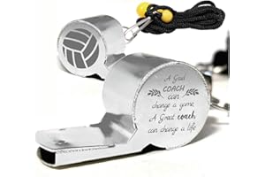 CREATCABIN Fischietto Pallavolo Cordino Arbitri Allenatori Insegnanti Regali in Acciaio Inossidabile Calcio Basket Nuoto Arrampicata Escursionismo Allenamento Sportivo Fischietti Ad Alto l45x18x22mm