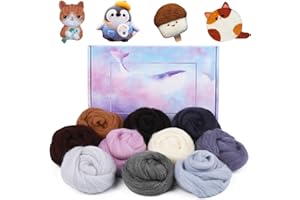Deudy 10 Farben 15 Gramm Filzwolle Märchenwolle, Schafschurwolle zum Filzen, Roving für Nadelfilzen Starter Set DIY Filzen Handwerk Kreationen (Winter)